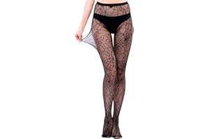 Bohue Halloween Spider Web Tights Black Sexy Fishnet Stockings Spider Web Leotard Stockings Halloween Costume Accessory for Women