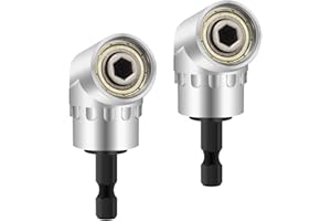 VARUN Camtek 2 Pièce Perceuses à Angle Droit Adaptateur coudé Pilote et Tournevis Drill Attachment Avec Porte-Embout Magnétique Changement Rapide Hex 6mm de 1/4- inch Perceuse