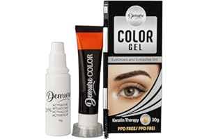 Kit de Teinture pour Cils et Sourcils Demure avec Kératine, sans PPD, sans Ammoniaque, 20+ Applications, Effet jusqu'à 4 Semaines, Eyelash & Eyebrow Tint Kit (1.0 Noir)