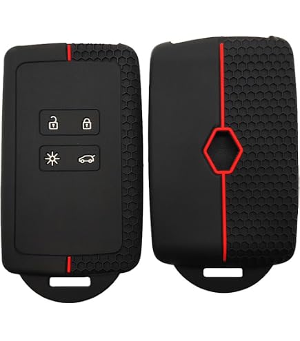 Custodia Portachiavi In Silicone Per Renault – Cover Antiurto Per Clio, Megane, Scenic, Dacia, Espace, Master (4 Tasti) – Nero