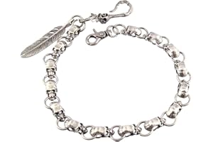 B Baosity Cadena de Calavera Aleación para Monedero Cartera Pantalones Jeans de Ciclista Motociclista - Plata Antigua, Estilo 2