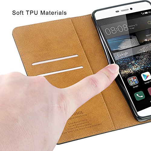 Huawei P8 HÃ¼lle, HOOMIL HandyhÃ¼lle Huawei P8 Tasche Leder Flip Case Brieftasche Etui SchutzhÃ¼lle fÃ¼r Huawei P8 Cover - Schwarz (H3062)
