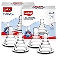 LuvLap Anti-Colic Essential Teat/Nipple for Slim Neck Bottle,4pcs Slow Flow, 0m+, Made of Soft & Flexible Silicone, Ergonomic Shape, Mimics Breastfeeding, Leak Proof, BPA Free, Comes with Sturdy Base