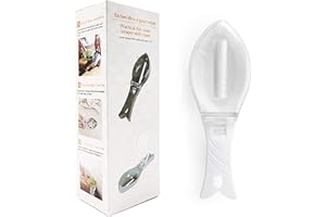 MQFORU - Squamatore multifunzionale per la pulizia dei pesci, con copertura trasparente, utensile da cucina bianco
