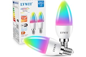 LVWIT Lampadine Alexa, Lampadina Smart E14 Wifi, 5W Equivalenti a 40W, 470Lm, Lampadine Smart con Telecomando Compatibile con Alexa, Echo and Google Assistant, RGB Intelligente Dimmerabile,2 Pcs