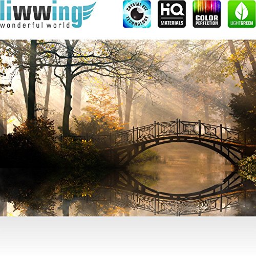 Fototapete Wald – ALLE WALDMOTIVE auf einen Blick ! Vlies PREMIUM PLUS – 350×245 cm – ROMANTIC BRIDGE – Wald Wasser Bäume – no. 264 - 2