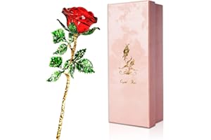 ‎SWEETIME SWEETIME Kristall Rote Rosen mit Geschenkbox,Ewige Rosen, Rot glasrosen Figur für Frauen zum Geburtstag, Muttertag, Hochzeit, Jahrestag, Weihnachten.