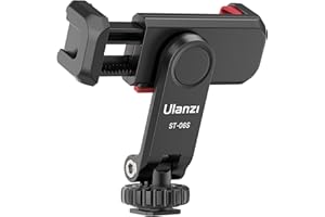 ULANZI Adaptateur Trépied Smartphone, ST-06S Stabilisateur Smartphone avec 2 Chaussure Froide, Support Téléphone Appareil Photo, Rotation 360º Moniteur pour iPhone Galaxy Huawei DSRL Caméra