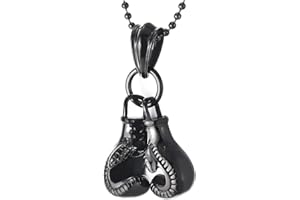 COOLSTEELANDBEYOND Ein Paar - Guanto da boxe con ciondolo a forma di sfera, da uomo, in acciaio inox, 60 cm, con catena a sfera