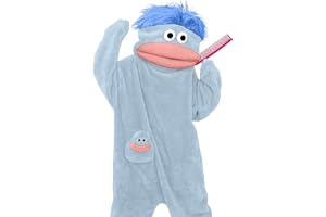 Silly Wearable Onesie, Big Mouth Monster for vuxna, Cute Funny Hooded, Mysig ultramjuk plysch One-Piece Loungewear(Blue,Small)