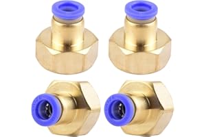 ANGEEK 4 Stück 8mm Rohr-Außendurchmesser x 1/2" PT-Innengewinde gerade Verschraubung Pneumatischer Anschluss Industriequalität Steckanschlüsse Inline-Pneumatik-Anschlussfittings Pneumatik-Adapter