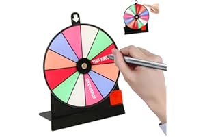 Neyared 4.5 Inch Spin the Wheel with Stand, 12 Slots Spinning Prize Wheel for Fortune Game, Erasable Acrylic Board