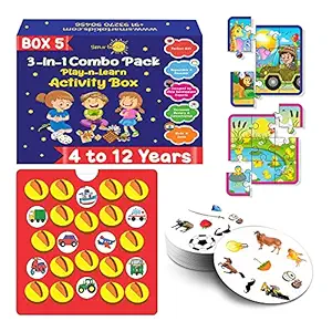 smartokids 3-in-1 | 4+ years | box 5 of games and puzzles for 4 to 12 year old boy and girl | learning and educational gift pack | age - 4-12- Multi color