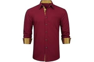 Enlision Camisa Hombre de Vestir Manga Larga Camisas Formales Boda Elegantes Camisa Casual Regular Fit con Bolsillo