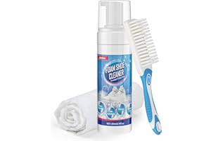Jevvu Shoe Cleaner, 200ml Trainer Cleaner Foam for Removing Stains and Dirt, Shoe Cleaning Kit for White Shoes, Leather, Knit, Boots, Canvas, Fabric, Tennis, Suede
