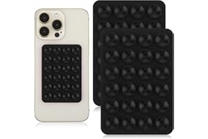 Giantree Lot de 2 coques de téléphone à ventouse en silicone avec support adhésif, support antidérapant mains libres pour téléphone portable (noir)