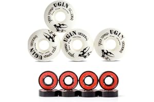 SKAL Ruedas de Skateboard de 52 mm Dureza 95A Rodamientos ABEC-9 reemplazo Wheels Blanco