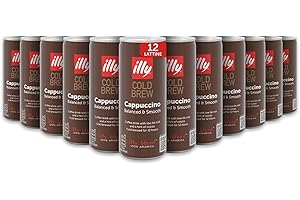 illy, Caffè Cold Brew Ready to Drink Cappuccino, 100% Arabica con Note di Latte e Cioccolato, Gusto Morbido e Aroma Intenso, Confezione da 12 lattine (12 x 250ml)