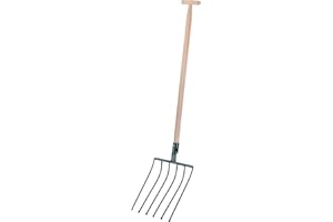 KADAX Fourche ŕ bűche avec Manche en Bois, Fourche ŕ bęche ŕ 6 Dents, Fourche ŕ Foin, Fourchette ŕ Foin, Fourchette ŕ Pommes de Terre, Fourchette en Acier, Fourchette pour Betterave, poignée en T