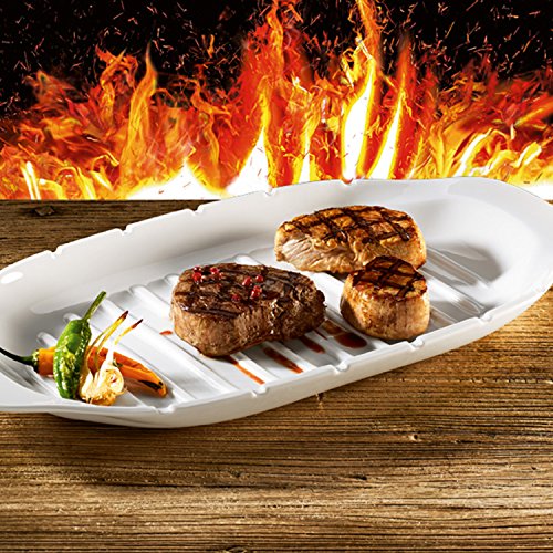Villeroy & Boch BBQ Passion Servierplatte mit Spießfunktion L / Edles Tablett in Weiß aus Porzellan / Spülmaschinenfest / 42x22x4cm - 5