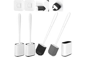 Txeouse Scopino WC in silicone, scopino WC e supporti, scopino WC sospeso,scopa WC antibatterica ad asciugatura rapida per la pulizia del bagno (Nero+Grigio)