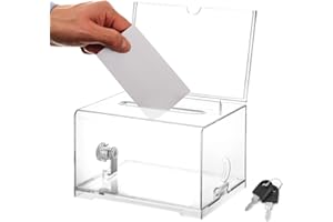 HUAMIRRA Acrylspendenbox, Spendenbox Abschließbar, Wahlurne Transparent mit Schlüssel Schloss, Spardose Transparent, mit Einstecktafel, für Abstimmungen, Gewinnspiele, Wettbewerbe, Visitenkarten
