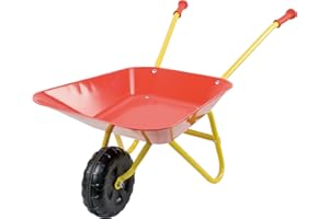 Idena 7131707 - Carretilla de metal para niños a partir de 24 meses en rojo y amarillo, aprox. 78 x 40 x 38 cm, ideal para el jardín y el arenero