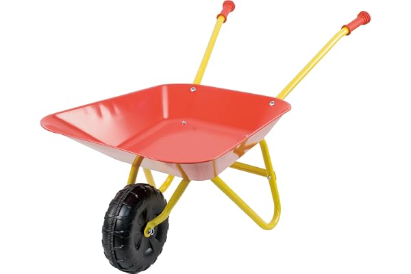 Idena 7131707 - Brouette en métal pour enfants à partir de 24 mois en rouge et jaune, environ 78 x 40 x 38 cm, idéal pour le jardin et le bac à sable