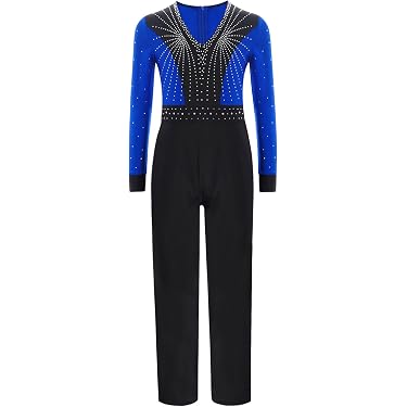 Justaucorps Strass Garçon Danse Ballet/Gymnastique - Manches Longues, Bretelles Croisées, Taille 5-16 Ans