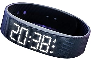 EPHEYFIF Montre multifonction avec alarme IP65 étanche avec vibrations et suivi du sommeil | Compteur de pas/distance/calories, chargement USB (noir/blanc/rose/bleu) (noir)