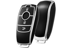 OATSBASF Etui na kluczyki samochodowe odpowiednie do Mercedesa Benz, etui na klucze, etui ochronne z tworzywa TPU (srebrno-czarne krawędzie)