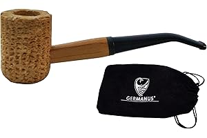 GERMANUS Corncob Pipe - Regular, Bent - Pipe à Tabac avec étui