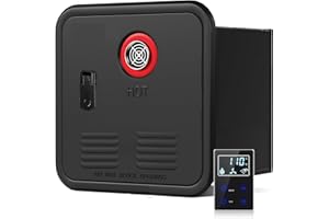 FVSTR RV Tankless Water Heater, Instant Shower, DC 12V, Best High Altitude Performance, with 15 x 15 inches Black Door and Remote Controller, Ideal for RVers' Everyday Use (Black)