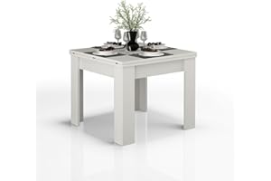 WHOUS Tavolo Allungabile JESI per Sala da Pranzo e Soggiorno, Estensibile da 90 a 180 cm, Tavolo Cucina per 4-8 Persone, Bianco Larice