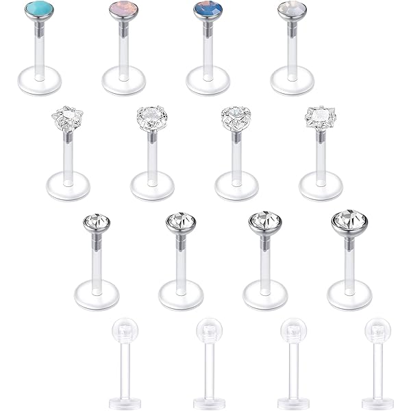 Bioflex Labret Retainer: Piercing A Sfera Trasparente E Nero Da - Foto 4