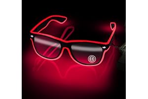 lumous rola Led Glasses Light up El Wire Rave Shutter Glasses, Glow In Dark Flashing Led Sunglasses, Luminous Glasses For Parties, EDM, Halloween RB01 PATENTED (Red)