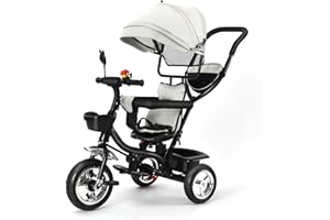 MAYMAR Tricycle Bébé Évolutif, Kinderkraft Velo Tricycle 2 en 1, Combine Trolley et Ride Fonction, avec Pare-Soleil Pliable et Pédale, Cadeau Bebe 1-5 Ans (01, Gris)