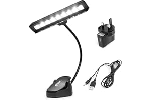 TIGER MSL56-BK Sheet Music Stand Light - 9 Quality LEDs and AC Adaptor - Orchestras, Schools, Singers and Solo Musicians - 7 x 26 x 11cm - Black