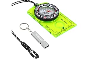 INMAKER Boussole, Boussole Randonnée Bonus Sifflet De Survie, Boussole Lumineuse pour la Survie, L'Orientation, Navigation,Camping, Cadeau pour Enfant ou Les Gens Qui Aiment Activités au Dehors
