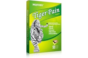 MQFORU Tiger Pain Relief Patches, 50 Count Chinese Pain Relief Plaster Herbal Patches for Knee Back Joint Neck Shoulder Pain Muscle, 24 Hours Long-Lasting Self Adhesive Heat Pads