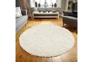 RUGS 4 SALE Rugs4Sale 5cm Thick Pile Shaggy Modern Area Rugs Living Room Home Decor Rug | Ideal For Bedroom, Hall, Kids Baby Room, Indoor & Outdoor Rugs Hallway Runners Carpet Mat(Cream 110x110cm)