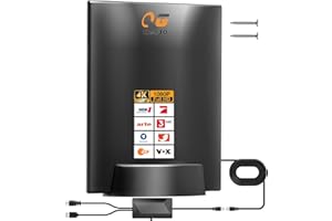 QGCLEARSO DVB-T/DVB-T2 Antenne mit Verstärker - HDTV Zimmerantenne für Fernseher, 430 km Großer Reichweite und 360° Empfang, Mit Magnetfuß - Unterstützt 4K/1080P Alle TV-Geräte DAB/UHF/VHF