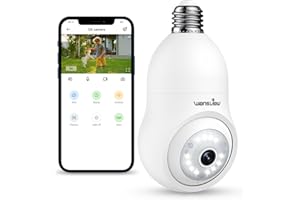 wansview Security Camera Outdoor Wireless - 2K Light Bulb Camera, 360° CCTV Home WIFI Indoor Camera with Smart Motion Alarm and Tracking, Color Night Vision, 2-Way Audio, Works with Alexa, G6