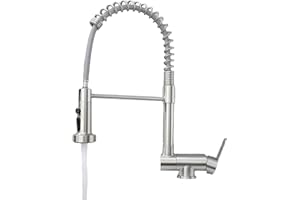 SJQKA Robinet Cuisine Rabattable Douchette, Mitigeur Cuisine Rabattable Flexible Cuisine,Inox 304 Brossé Pivotant 360°, Robinet De Cuisine Rabattable