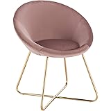 WOLTU Poltrona in Velluto Moderna Sedia Con Schienale Braccioli per Cucina Soggiorno, Rosa BH217rs-1