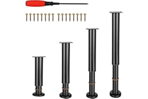EURXLQ 4 Nóżki Meblowe,Nóżki Regulowane Nóżki do Mebli Antypoślizgowy,Pogrubione Nóżki Szafy,Nogi Meblowe do szafy,Stołu,Sofy,łóżka ze śrubami,śrubokręte (Czarny, 8-12 cm)