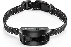 OXFUZZ Collier Anti-aboiement Chien - 3 Modes Choc Électrique/Vibration/Sensibilité Aide au Dressage Inoffensif Automatique Batterie Rechargeable Sangle Reflechissant Réglable pour Petit Gros Chien