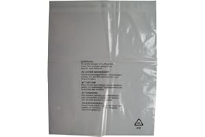 UKPS 100 CLEAR TRANSPARENT PLASTIC GARMENT CLOTHING RETAIL PACKAGING BAGS + SAFETY WARNING LARGE SIZE 14x17" 350x425mm 38mu PEEL & SEAL SEE THROUGH CLOTHES SHIRT T-SHIRT STORAGE PROTECTION DISPLAY PACKING