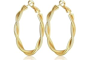 KENIY Earrings 925 Silver for Women Hoop Earrings Hypoallergenic 14K Gold-Plated Earrings Gold Lightweight Silver Earrings Women for Women Girls 20 30 40 50 60 mm
