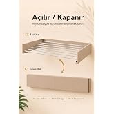 Belize Duvara Monte &Ccedil;amaşır Kurutma Askısı, Metal, Katlanır, Cappuccino - 120 cm